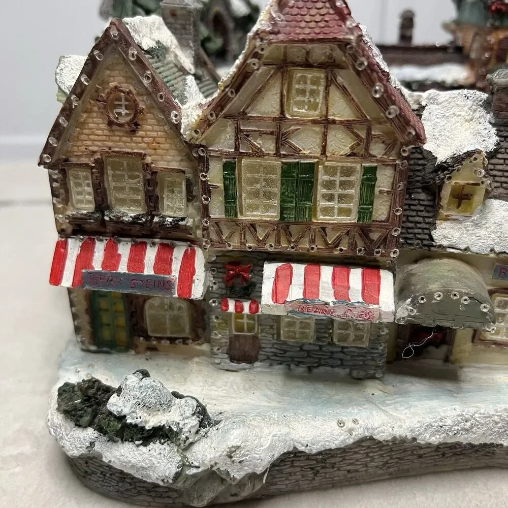 Fiber Optic Christmas Village Light Up Town Scene Vintage Y2K Train Station